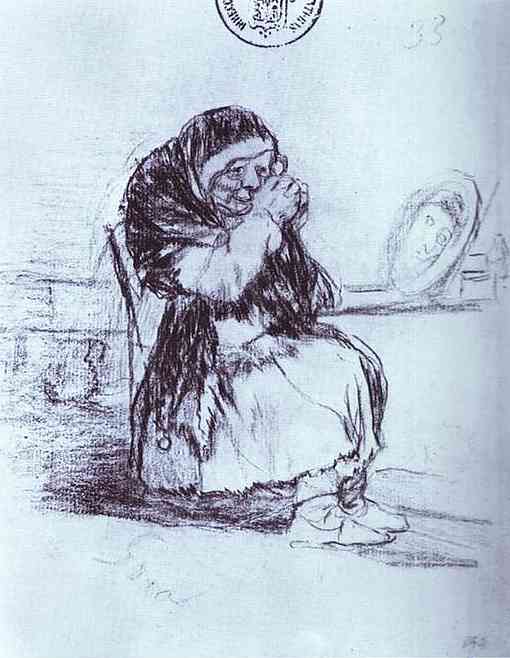 the old woman with a mirror